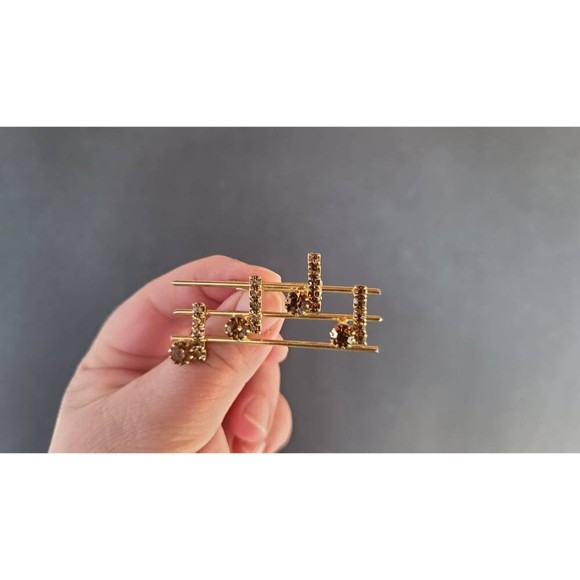 Rhinestone Musical Notes Brooch - Picture 4 of 10